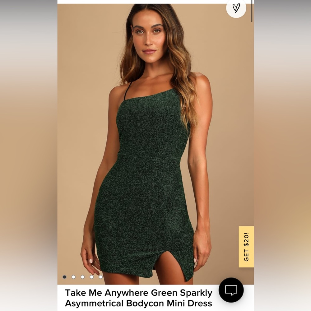 NWT Take Me Anywhere Green Sparkly Asymmetrical Dress - Lulu’s small